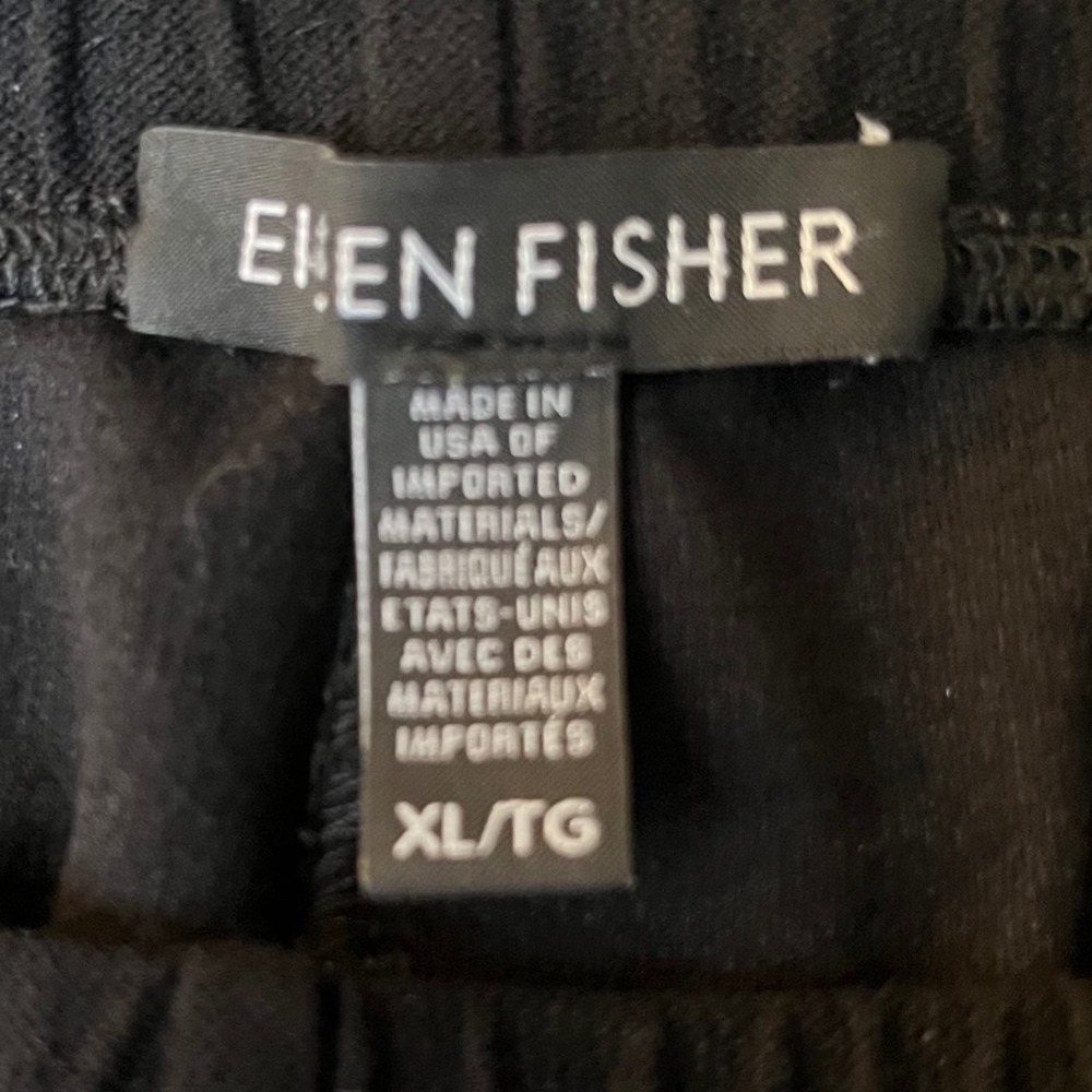 Eileen Fisher Tapered Pants Women XL Black Excellent Stretch Jersey Pull On - Picture 3 of 4